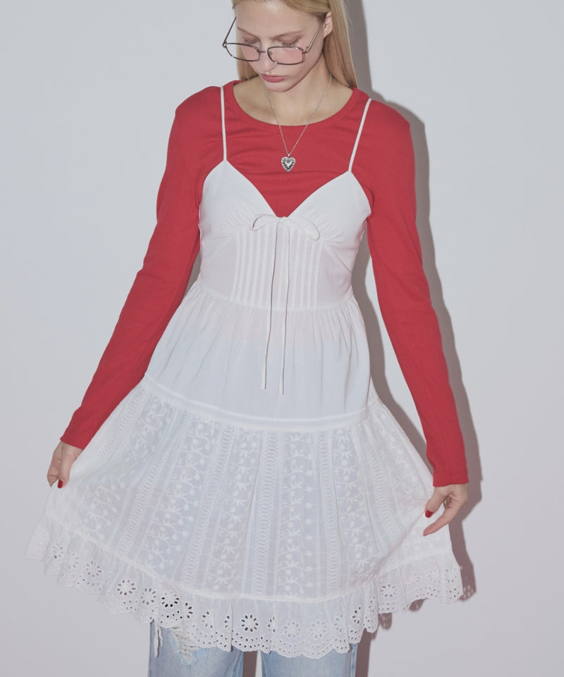 cotton lace cami onepiece(2月下旬)