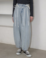 curve denim ribbon pants(2月下旬)