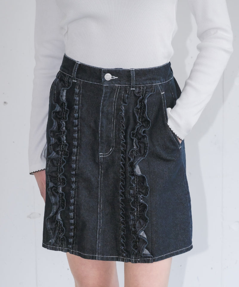 frill denim mini skirt(2月下旬)