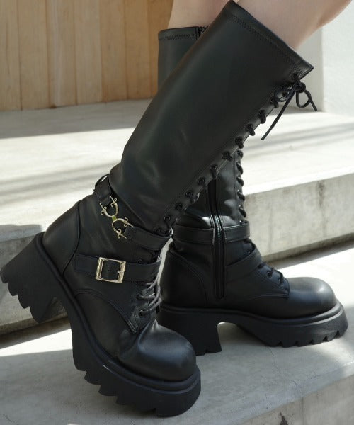 lace up buckle long boots(2月下旬)